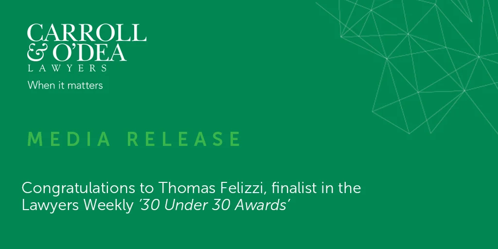 Congratulations to Thomas Felizzi, finalist in the Lawyers Weekly ’30 Under 30 Awards’