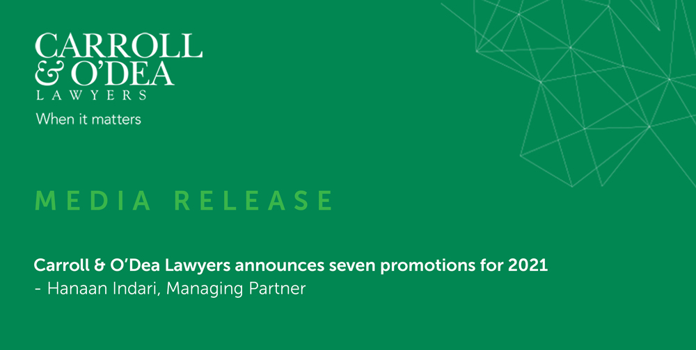 Carroll & O’Dea Lawyers announces seven promotions for 2021
