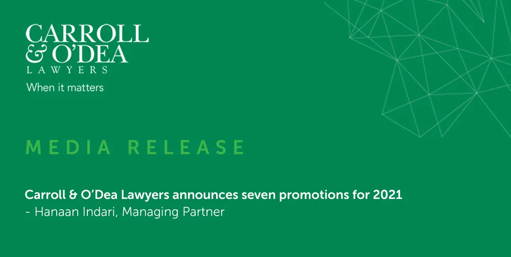 Carroll & O’Dea Lawyers announces seven promotions for 2021