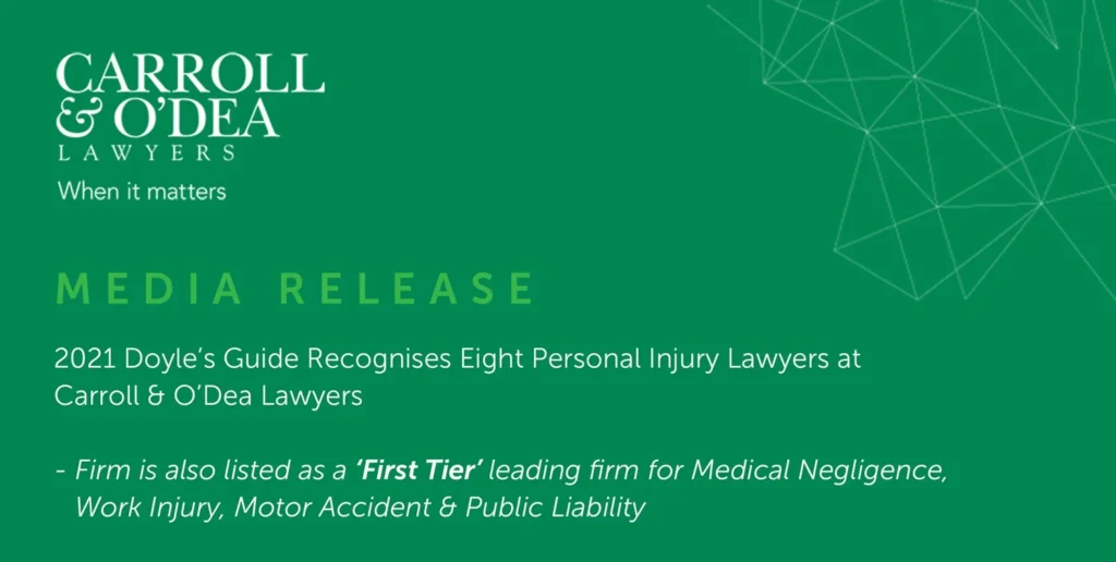 2021 Doyle’s Guide Recognises Eight Personal Injury Lawyers at Carroll & O’Dea Lawyers