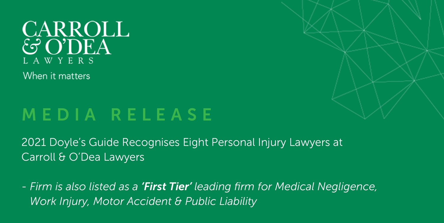 2021 Doyle’s Guide Recognises Eight Personal Injury Lawyers at Carroll & O’Dea Lawyers