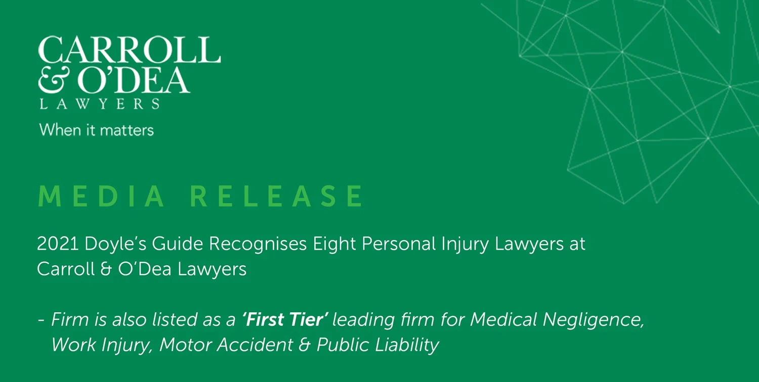 2021 Doyle’s Guide Recognises Eight Personal Injury Lawyers at Carroll & O’Dea Lawyers