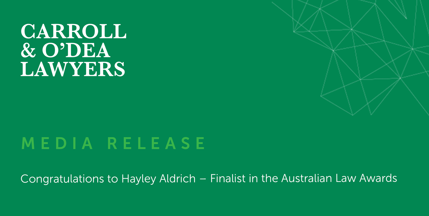 Congratulations to Hayley Aldrich – Finalist in the Australian Law Awards