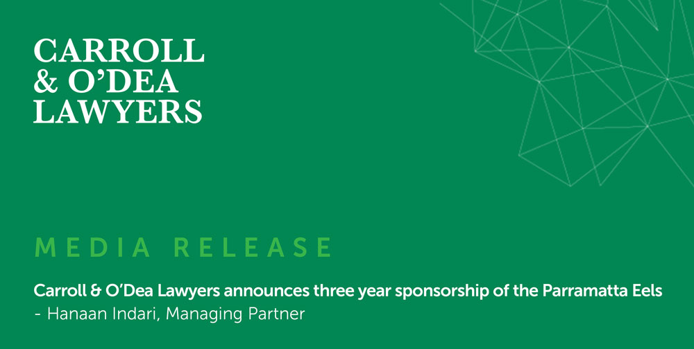 Carroll & O’Dea Lawyers announces three year sponsorship of the Parramatta Eels