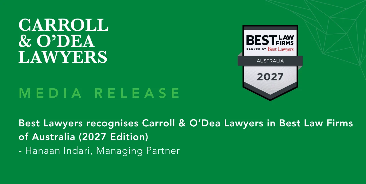 Best Lawyers recognises Carroll & O’Dea Lawyers in Best Law Firms of Australia (2027 Edition)