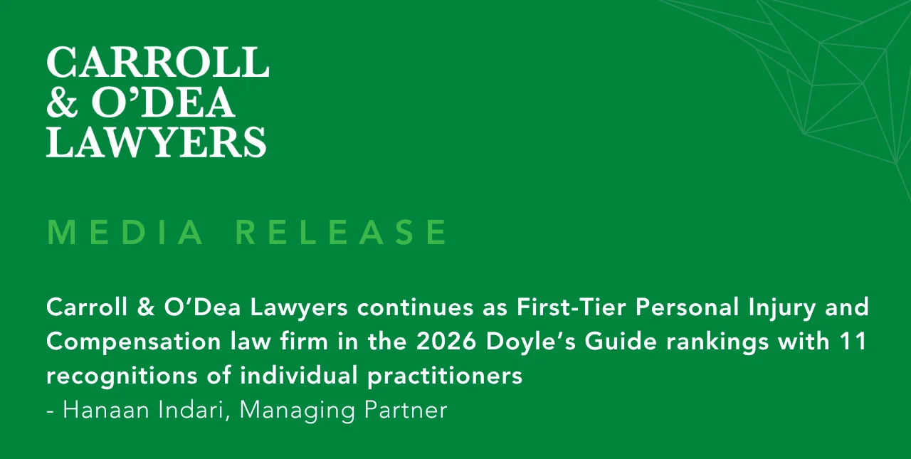 Carroll & O’Dea Lawyers continues as First-Tier Personal Injury and Compensation law firm in the 2026 Doyle’s Guide rankings with 11 recognitions of individual practitioners